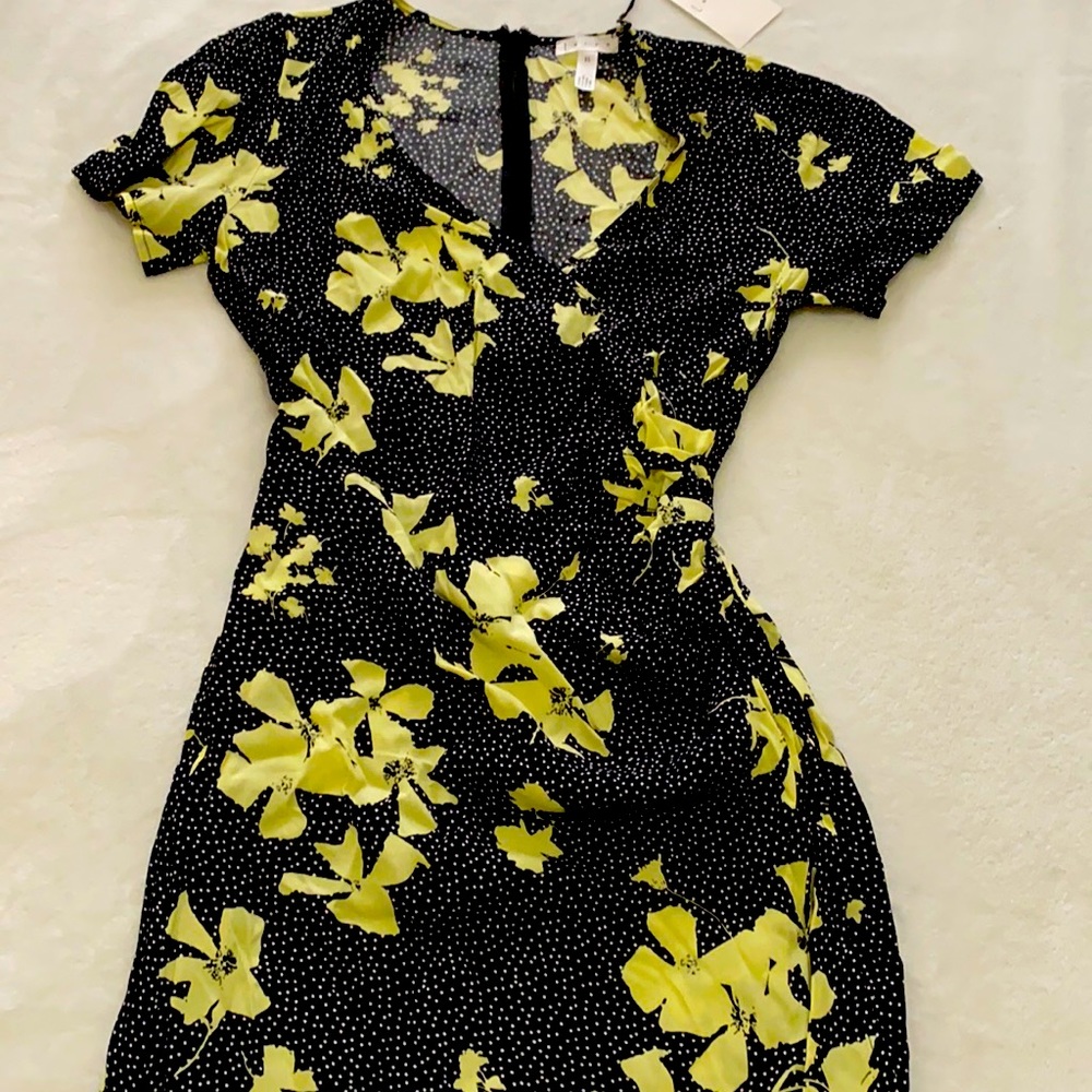 LEITH Floral dress.  black/yellow - size XS